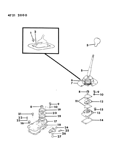 1984 Dodge Ram 50 Bracket, Stopper, 5 Speed Transmission Diagram for MD703236