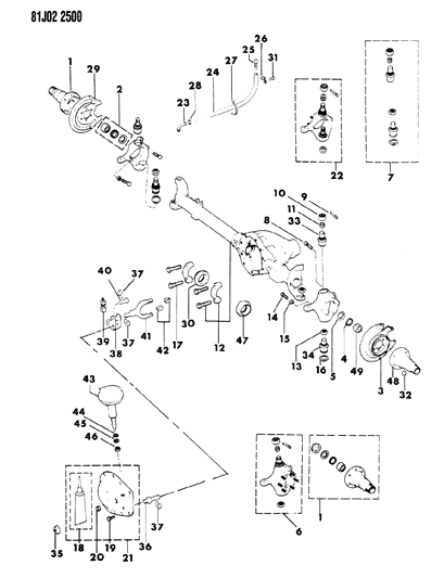1986 Jeep J10 Housing - Front Axle Diagram 1 - Thumbnail