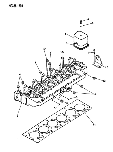 1990 Dodge W150 Head, Cylinder (Compensator) Diagram for R5013850AA