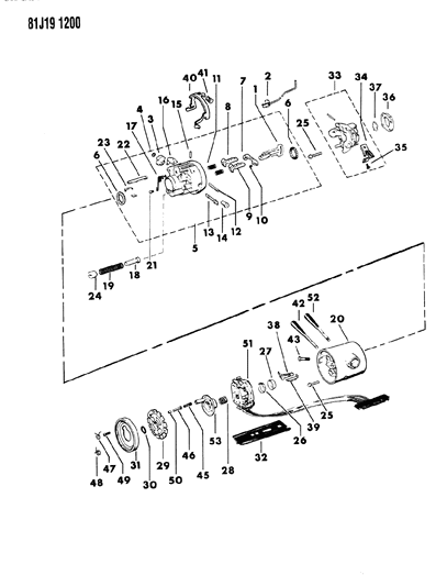 1985 Jeep Wrangler Release Lever Diagram for J8128154