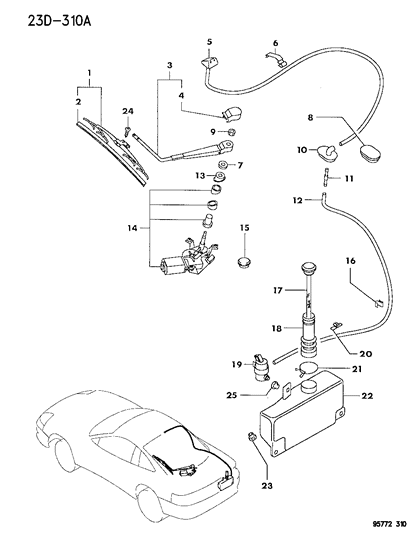 1996 Dodge Stealth Wiper Arm, Rear Diagram for MB622941