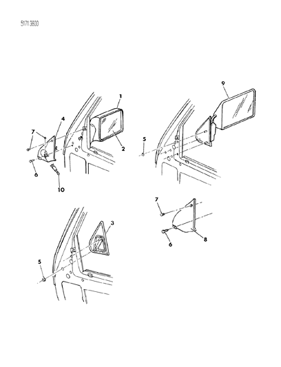 1985 Dodge Caravan Mirror Assembly Diagram for 4339319