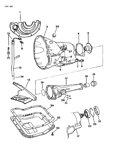 1984 Dodge Ram Wagon Case & Related Parts Diagram