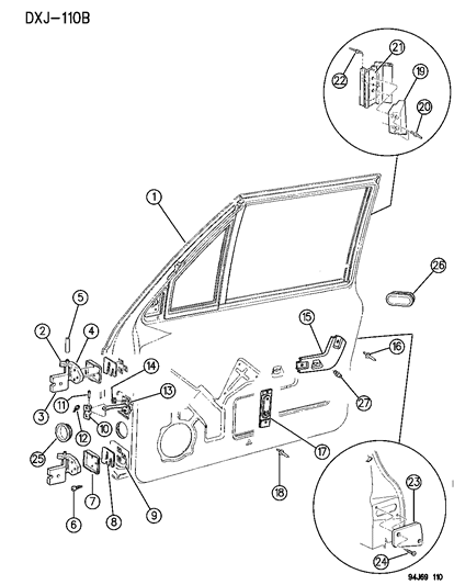 1994 Jeep Cherokee Door Check Bracket Diagram for 55002361