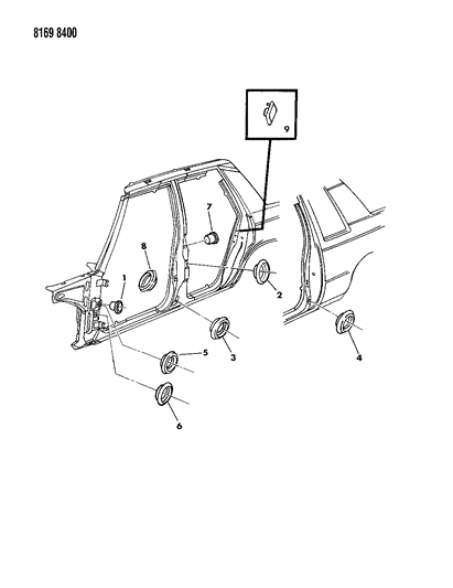 1988 Chrysler LeBaron Base Plugs - Body Side Diagram