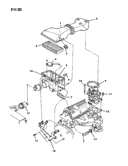 1988 Dodge Omni Air Cleaner Diagram 1 - Thumbnail