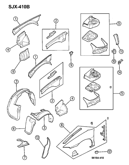 1996 Chrysler Sebring Fender Liner Diagram for 5256848