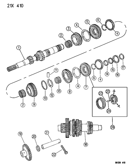 1996 Chrysler Cirrus Gear Train of Manual Transmission Diagram