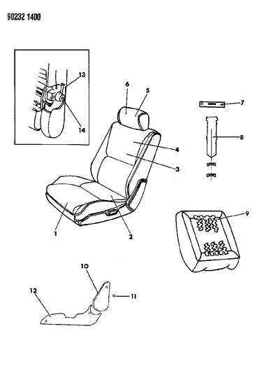 1990 Dodge Shadow Front Seat Diagram 1 - Thumbnail