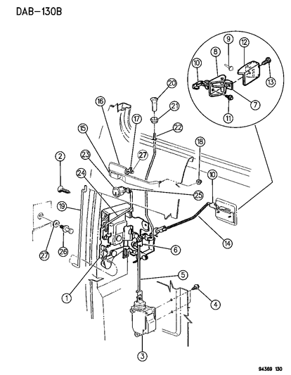1994 Dodge Ram Wagon Lock, Front Passenger Side Diagram for 55075872