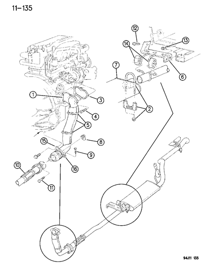 1996 Jeep Cherokee Exhaust System Diagram 1 - Thumbnail