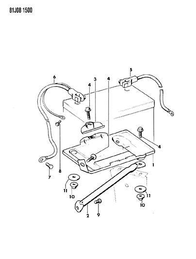1986 Jeep J20 Battery Trays & Cables Diagram 2 - Thumbnail