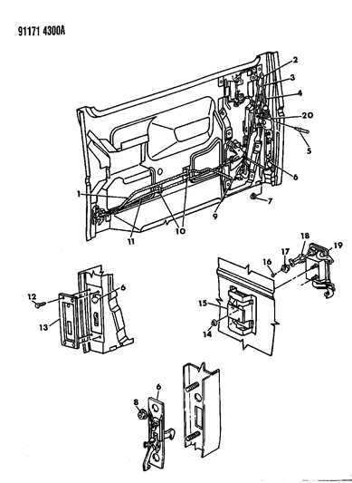 1991 Dodge Caravan Lock Actuator Diagram for 4615178
