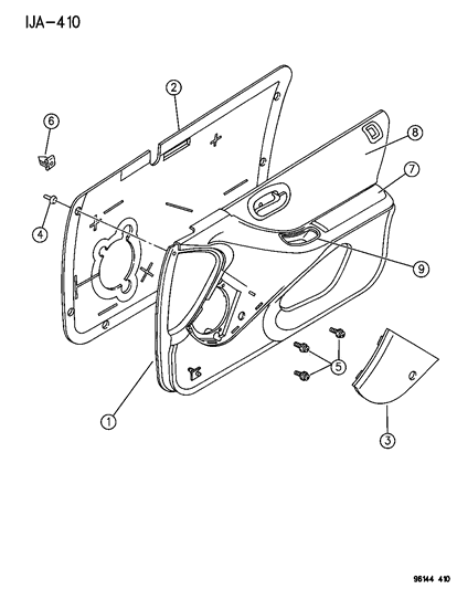 1996 Dodge Stratus Panel, Front Door Diagram for HW66SK5