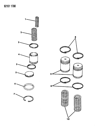 1992 Chrysler LeBaron GTC Accumulator Piston & Spring Diagram