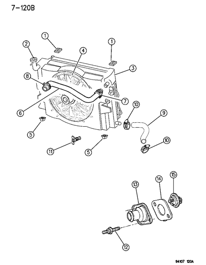 1994 Dodge Caravan Radiator & Related Parts Diagram 1 - Thumbnail