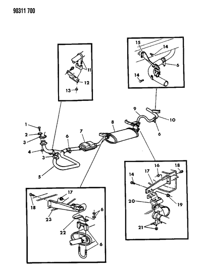 1990 Dodge D150 Exhaust System Diagram 2 - Thumbnail