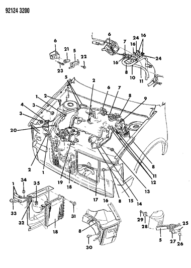 1992 Dodge Caravan Plumbing - A/C & Heater Diagram 1 - Thumbnail