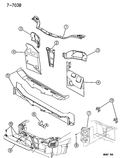 1995 Dodge Neon Grille Assembly Diagram for 4741499