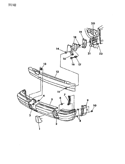 1985 Chrysler Executive Limousine Bumper, Front Diagram 2 - Thumbnail