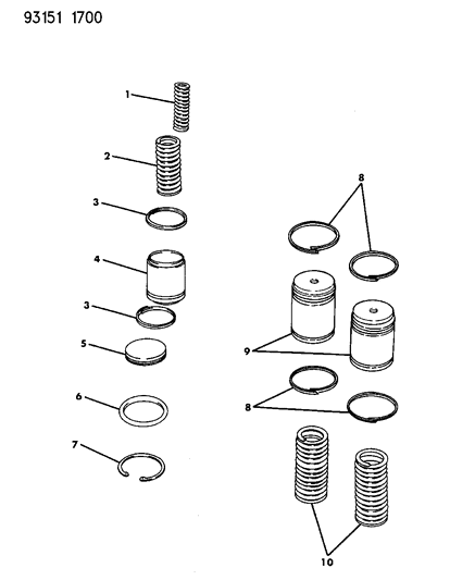 1993 Chrysler LeBaron GTC Accumulator Piston & Spring Diagram