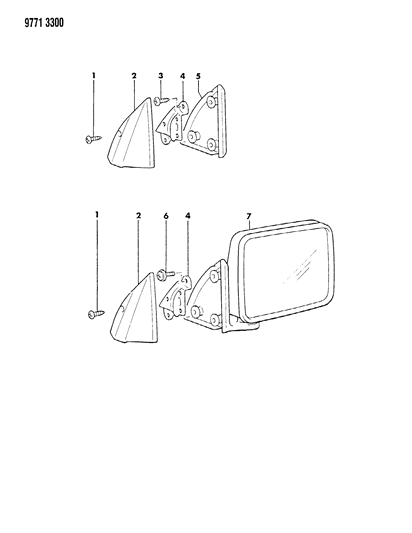 1989 Dodge Ram 50 Mirror - Exterior Diagram