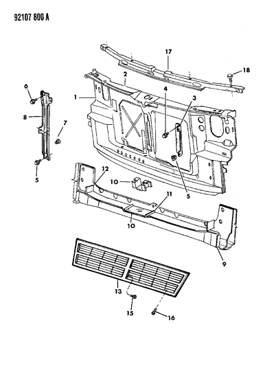 1992 Chrysler Town & Country Grille Diagram for 4676010