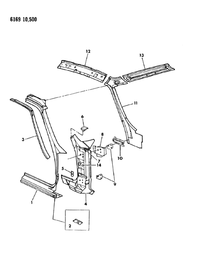 1986 Dodge Lancer Body Front Pillar Diagram