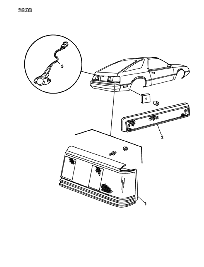 1985 Chrysler Laser Lamps & Wiring - Rear Diagram 2 - Thumbnail