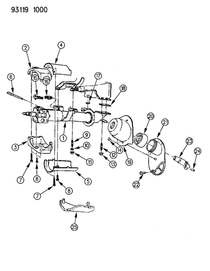 1993 Chrysler LeBaron GTC Column, Steering, Upper And Lower Diagram