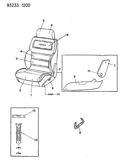 1993 Chrysler LeBaron GTC Front Seat Diagram 2 - Thumbnail