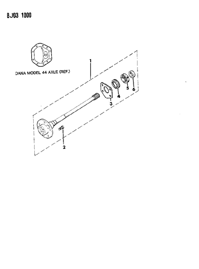 1990 Jeep Comanche Shaft - Rear Axle Diagram 2 - Thumbnail