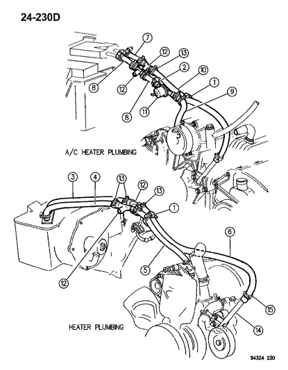 1994 Dodge Ram Wagon Plumbing - Heater Diagram