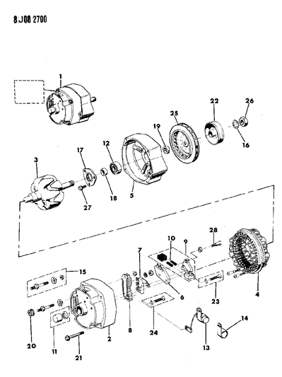 1988 Jeep J10 Alternator & Mounting Diagram 1 - Thumbnail