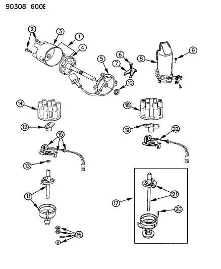 1991 Dodge Ram Wagon Cap, Distributor Diagram for 4289870
