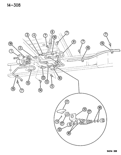 1996 Dodge Dakota Clip, Fuel Tube Diagram for 4682752