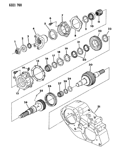 1987 Dodge D150 Case, Transfer, Shafts And Gears Diagram 2 - Thumbnail