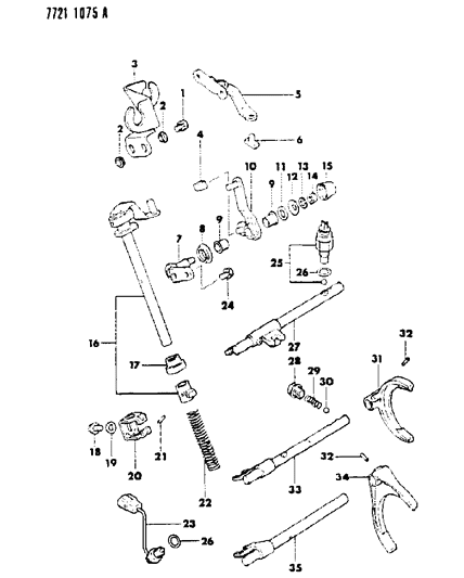 1987 Dodge Colt Control, Shift Diagram 1 - Thumbnail