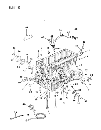 1986 Jeep Wrangler Block , Engine Diagram 1 - Thumbnail