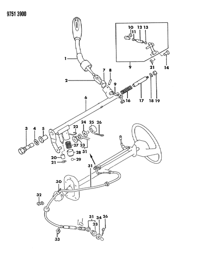 1989 Dodge Ram 50 Controls, Gearshift of Automatic Transmission Diagram