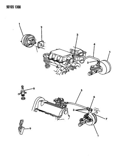 1990 Chrysler New Yorker Base Model Booster, Power Brake Diagram
