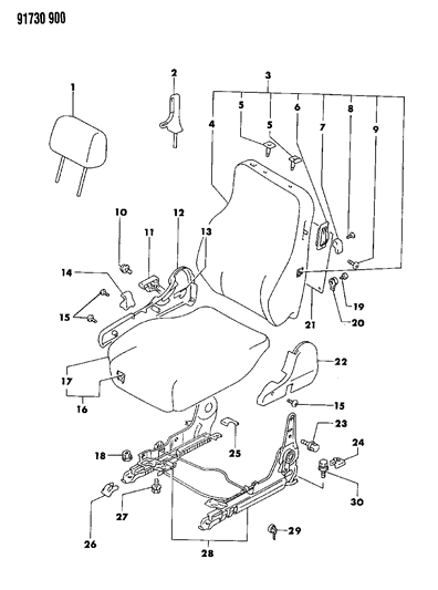1991 Dodge Stealth Bolt, W/Washer (10X30) Diagram for MS240596