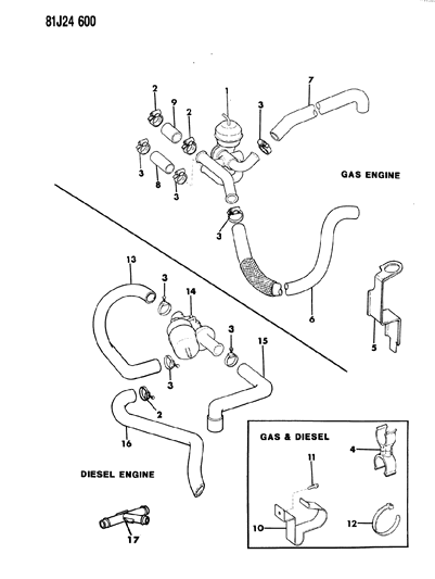 1986 Jeep Comanche Heater Hoses Diagram 1 - Thumbnail