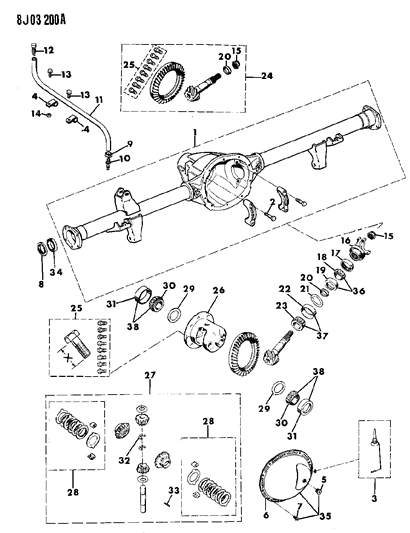 1990 Jeep Wrangler Housing & Differential, Rear Axle Diagram 1 - Thumbnail