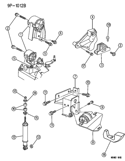 1995 Dodge Neon Damper Assembly, Engine Roll (Manual Transmission) Diagram for 4668171