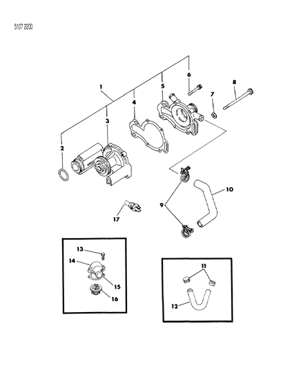 1985 Chrysler Executive Limousine Water Pump & Related Parts Diagram 3 - Thumbnail