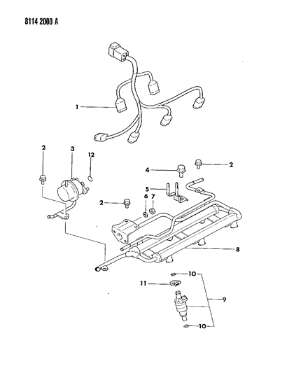1988 Chrysler New Yorker Base Model Fuel Rail & Related Parts Diagram 1 - Thumbnail