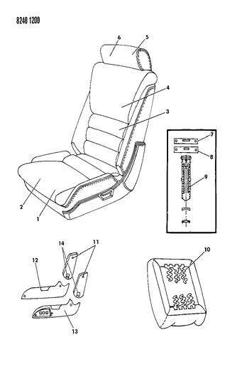 1988 Dodge Lancer Front Seat Diagram 1 - Thumbnail