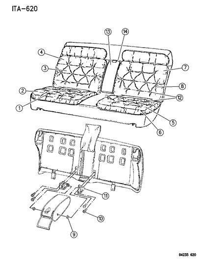 1994 Chrysler LeBaron Sedan Rear Seat Diagram 2 - Thumbnail