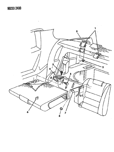 1990 Chrysler LeBaron GTC Rear Fold Down Seat Diagram